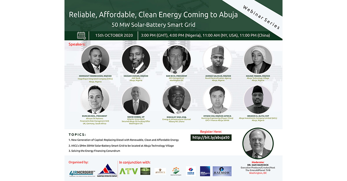 You are currently viewing Emerald Planet, 4IR Microgrid and ATV presents “Reliable, Affordable, Clean Energy Coming to Abuja”